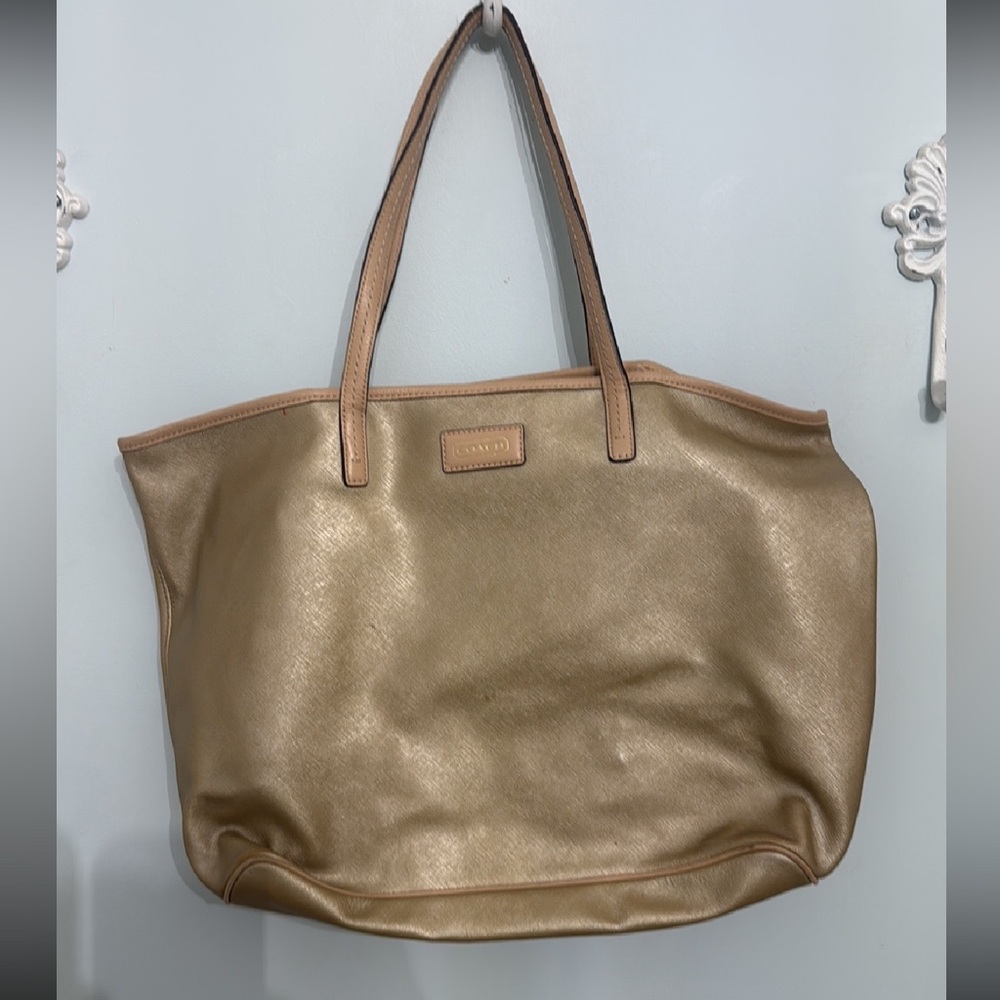 Coach Gold Metallic Leather Tote